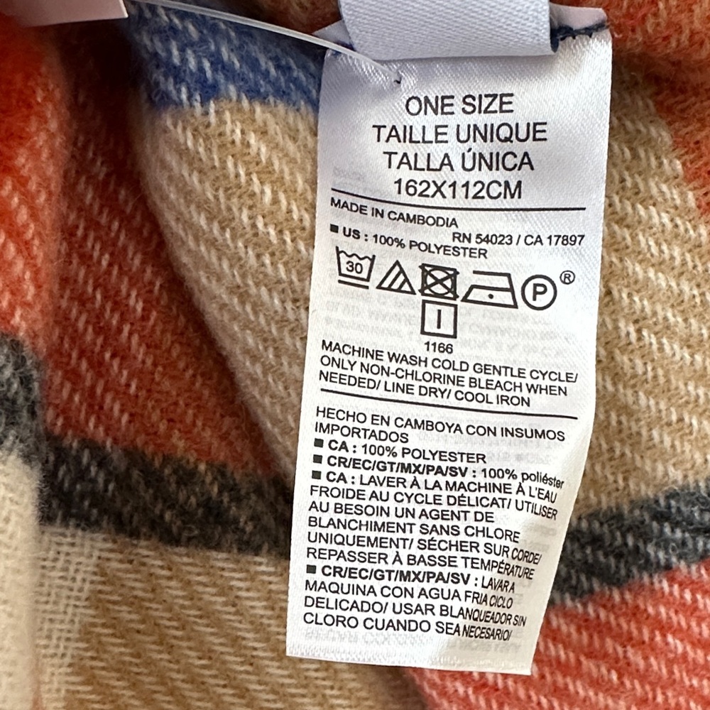 Old Navy Flannel Plaid Open Front Fringe Poncho - Picture 8 of 9